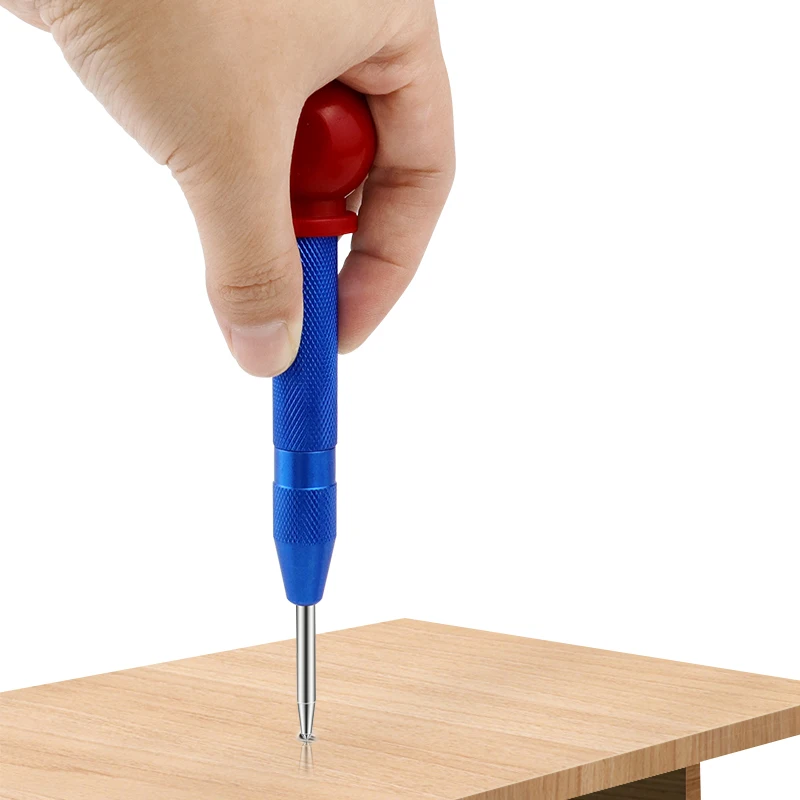 Automatic Center Punch with Grip, Metal Wood Marking Tool, Drilling Positioner, Emergency Window Breaker