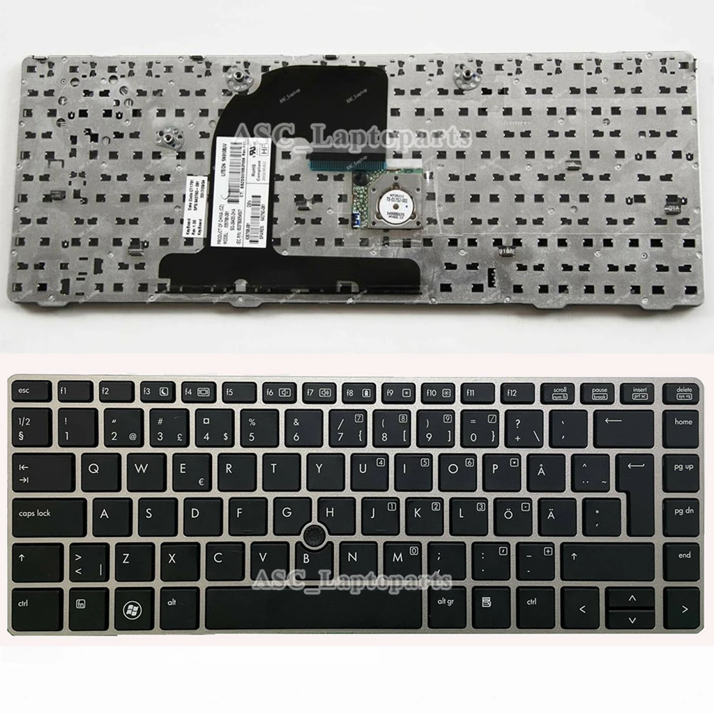 

New DK Norwegian Swedish Nordic Finnish Danish Keyboard For HP Probook 6460b 6465b 6470b 6475b Silver Frame, with Pointer