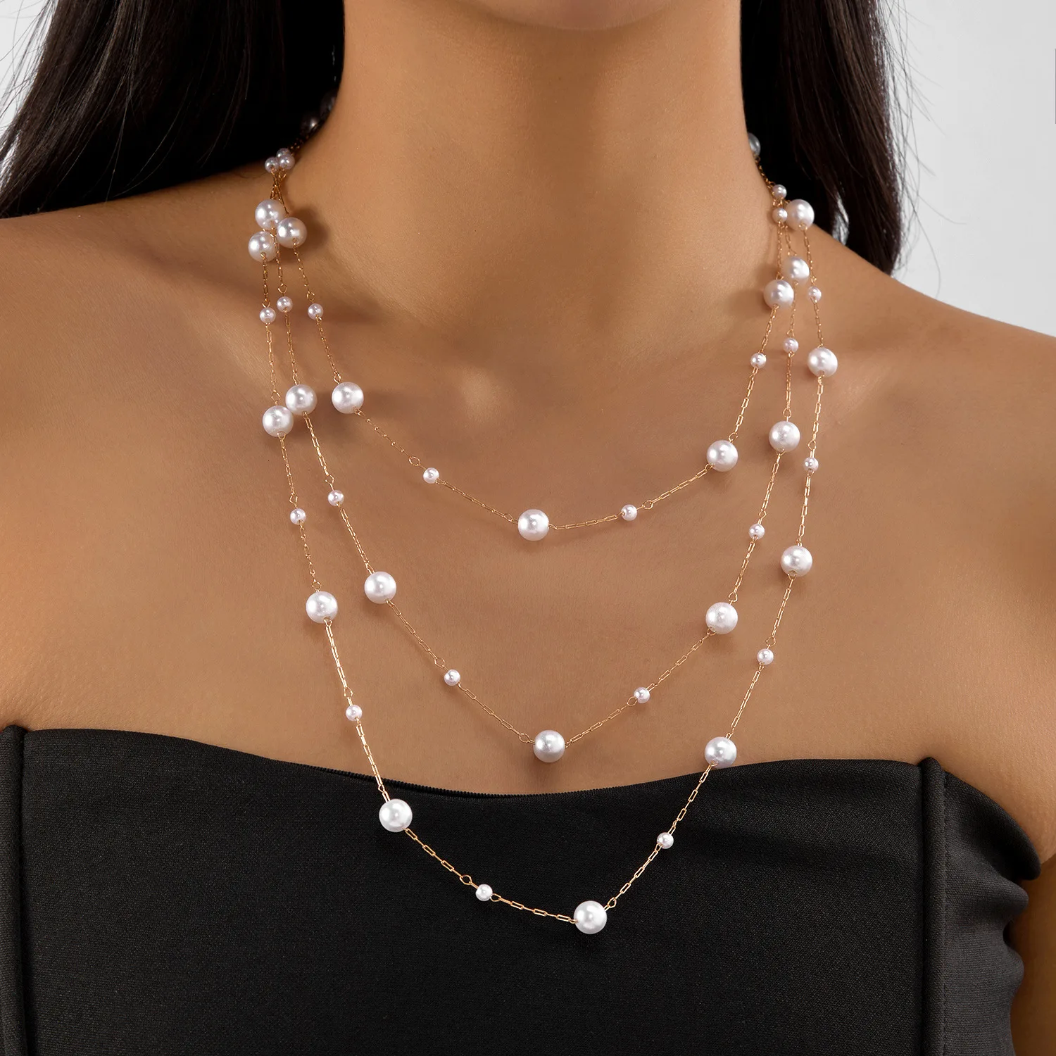 Fashion Golded Color Three Lines Choker Necklace Jewelry For Women Multilayer Chains Necklace Women Jewelry Gift