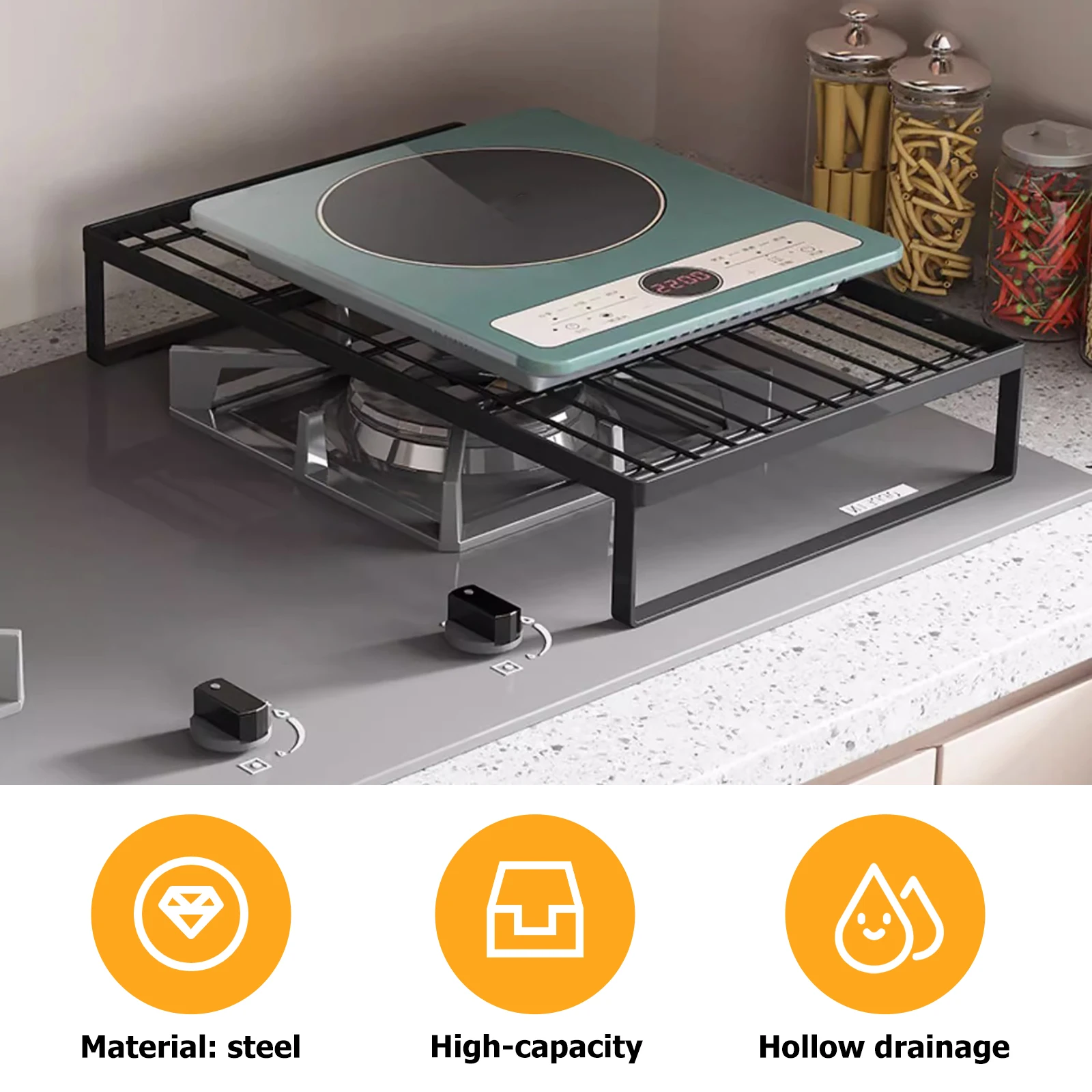

Gas Stove Rack Heavy Duty Kitchen Storage Stand Cooktop Organizer Countertop Shelf Stovetop Cover Board Metal Bracket