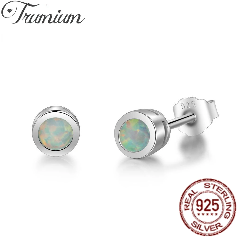 

Trumium 3mm White Opal Stud Earrings for Women S925 Sterling Silver Hypoallergenic Simple Earring Girl Gifts Wholesale