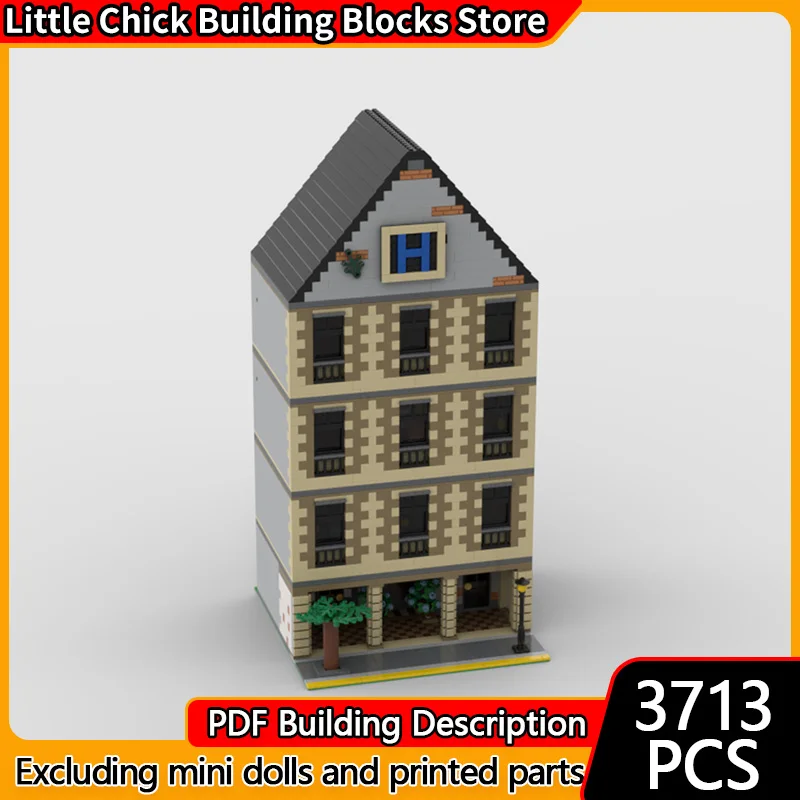 Modelo City Street View, bloques de construcción MOC, arquitectura, Hotel, tecnología Modular, regalos de vacaciones para niños, juguetes para montar, traje