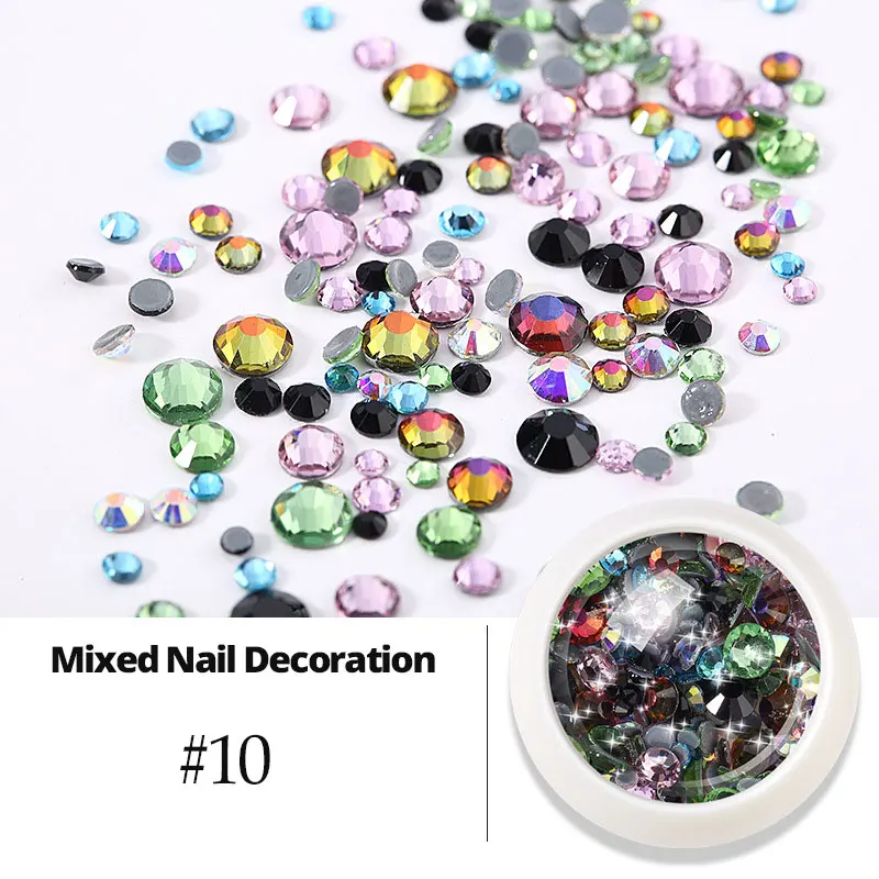 Arte Clavo Mix 3D AB Strass Acrilico Decorazione per unghie Decorazione per unghie in cristallo fai da te Accessori per cristalli in oro rosa argento