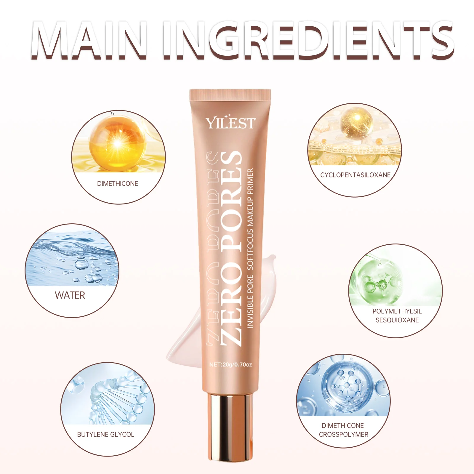 YILEST Makeup Primer 20g Onzichtbare poriën Softfocus Face Primer, oliecontrole, langdurig, gladmakend voor matte afwerking Make-upbasis
