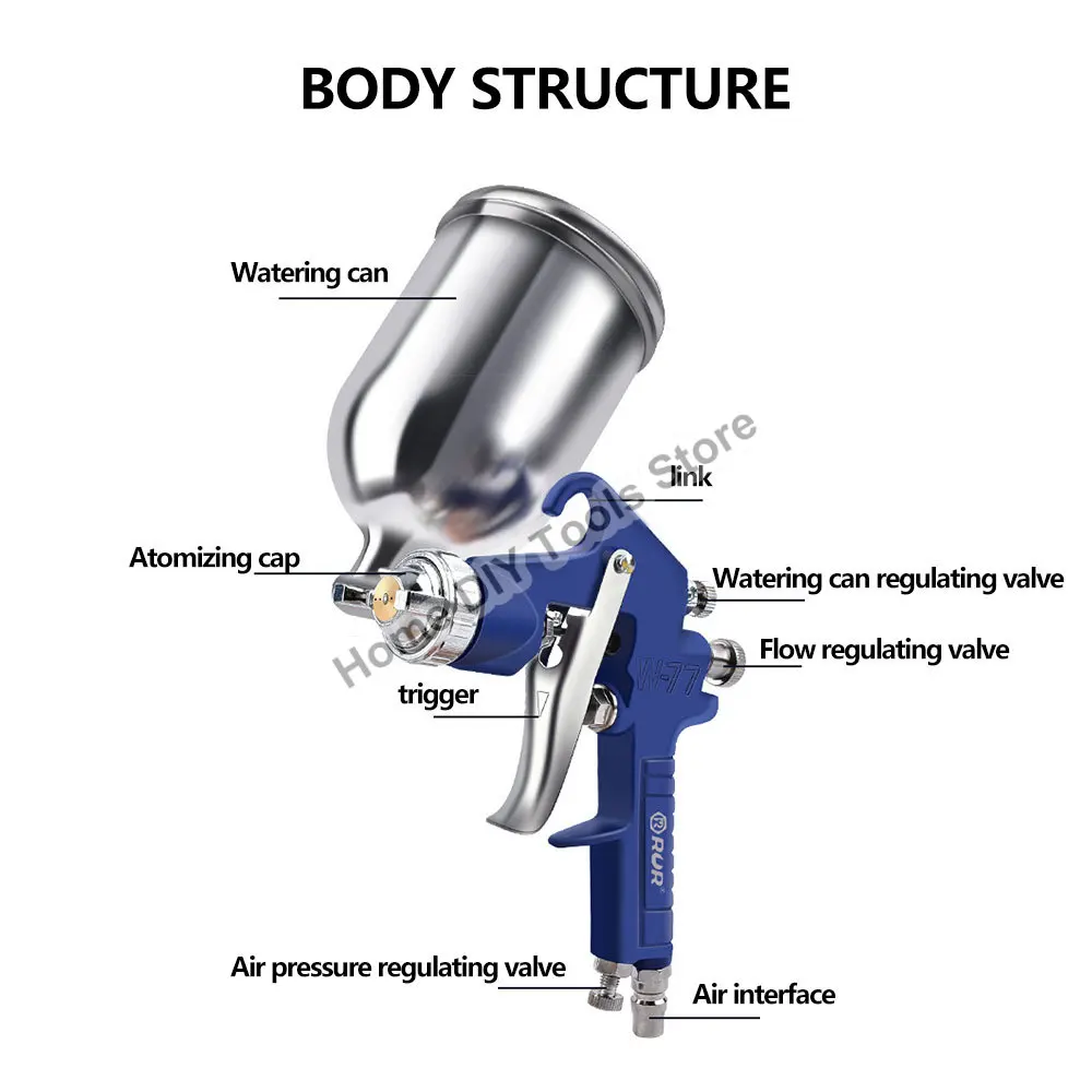 400ml Mini Paint Air Spray Gun 1.5/2.5mm Pneumatic Atomizing Nozzle Air Sprayer Atomizer Airbrush Painting Repair Tool