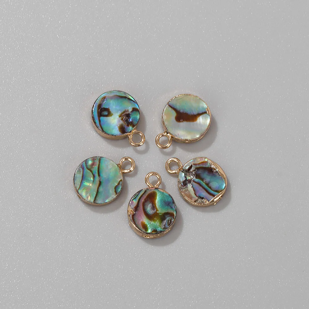 2PCS Natural Abalone Shell Pendant Charms for Jewelry Making
