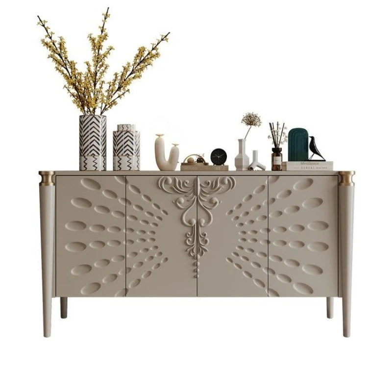 

living room integrated against the wall, household storage decorative cabinet, modern simple carved dining side cabinet