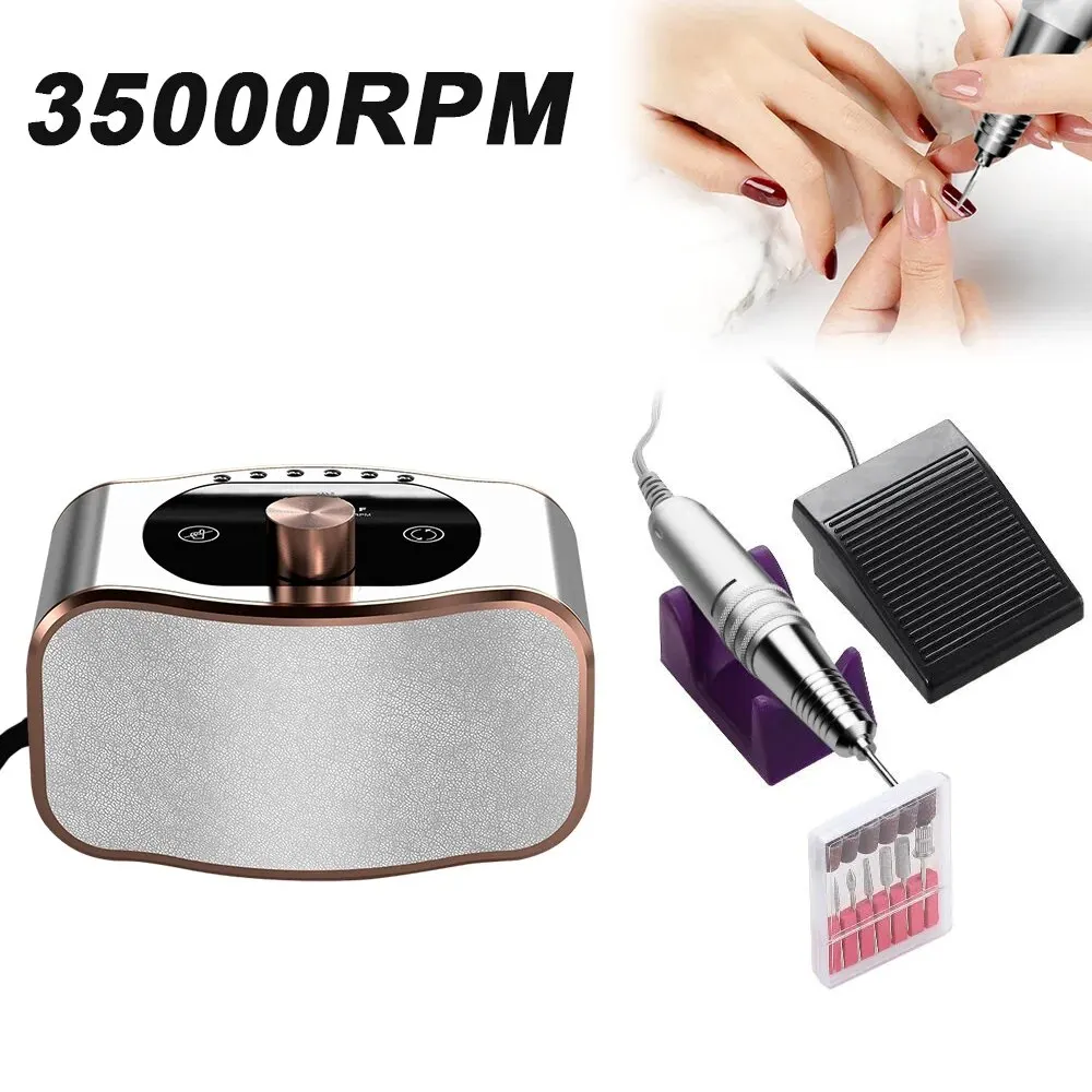 Taladro eléctrico de uñas multifuncional 35000RPM, para el cuidado de las uñas, manicura eléctrica, 5 piezas, juego de brocas