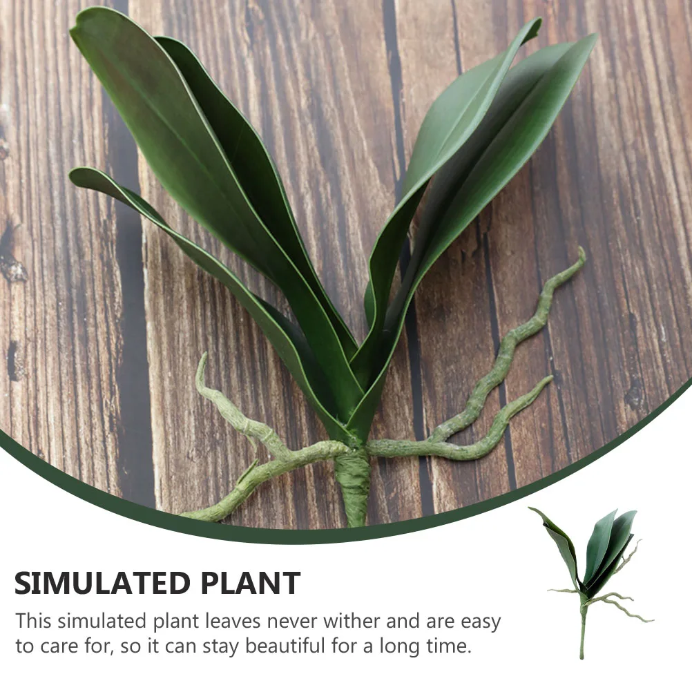 

2pcs Simulation Phalaenopsis Artificial Green For Home Office Garden Decoration Fake Plant Leaves With Root Hair Household