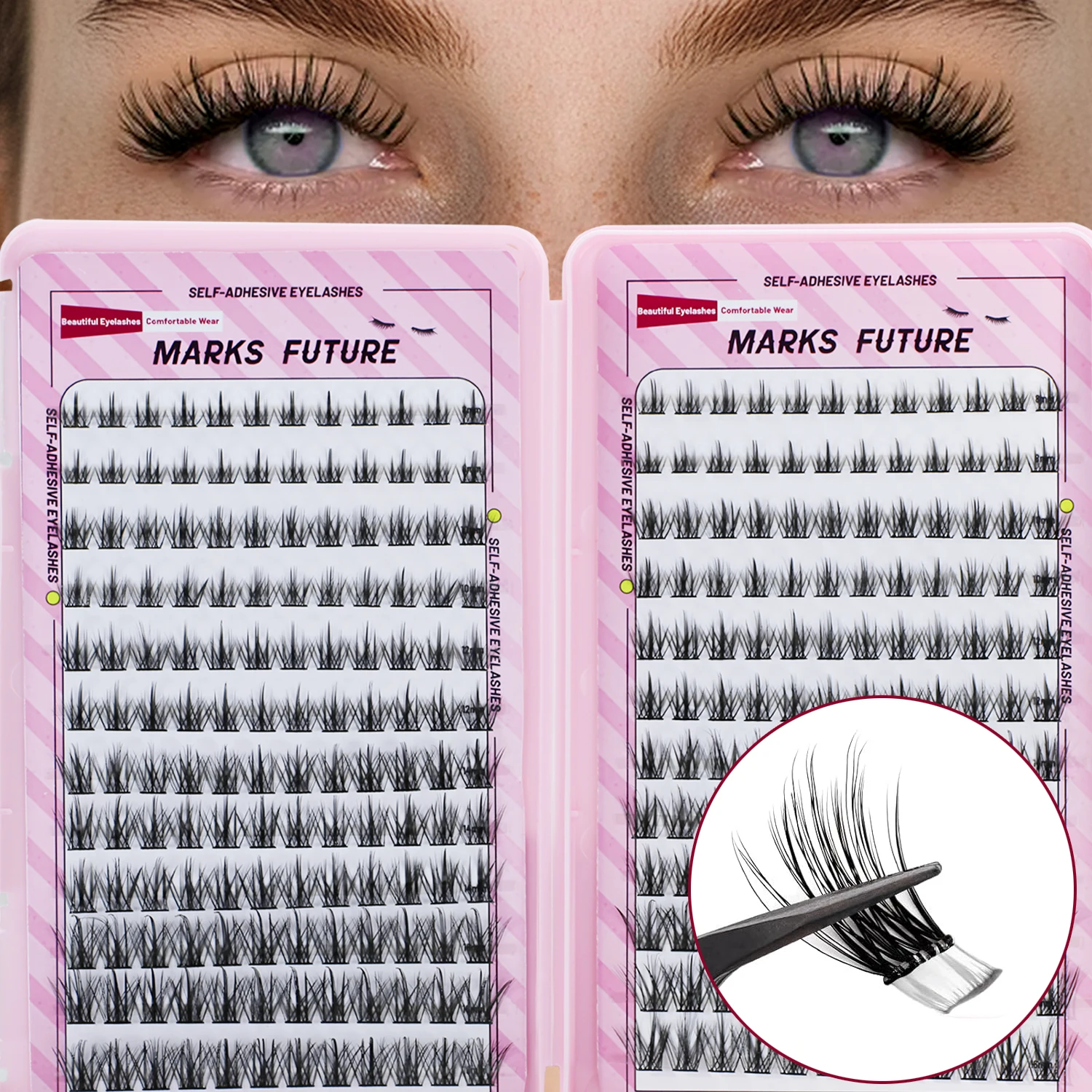 Faux cils autocollants D Curl, 288 pièces, cils épais, grand volume, cils naturels, 8-16 mm, cils individuels pour usage domestique, adaptés aux débutants