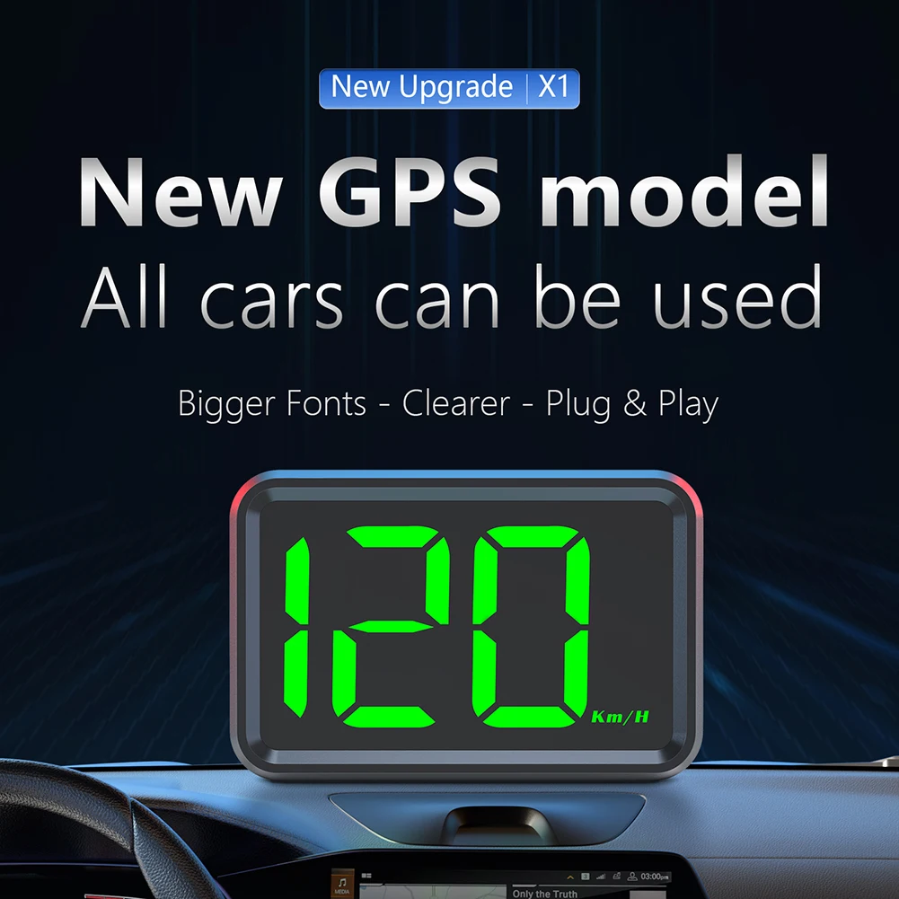 

MPH Km/H Car HUD Head-up Display GPS Digital Speedometer Big Font For Truck Auto Car HUD Head-up Display