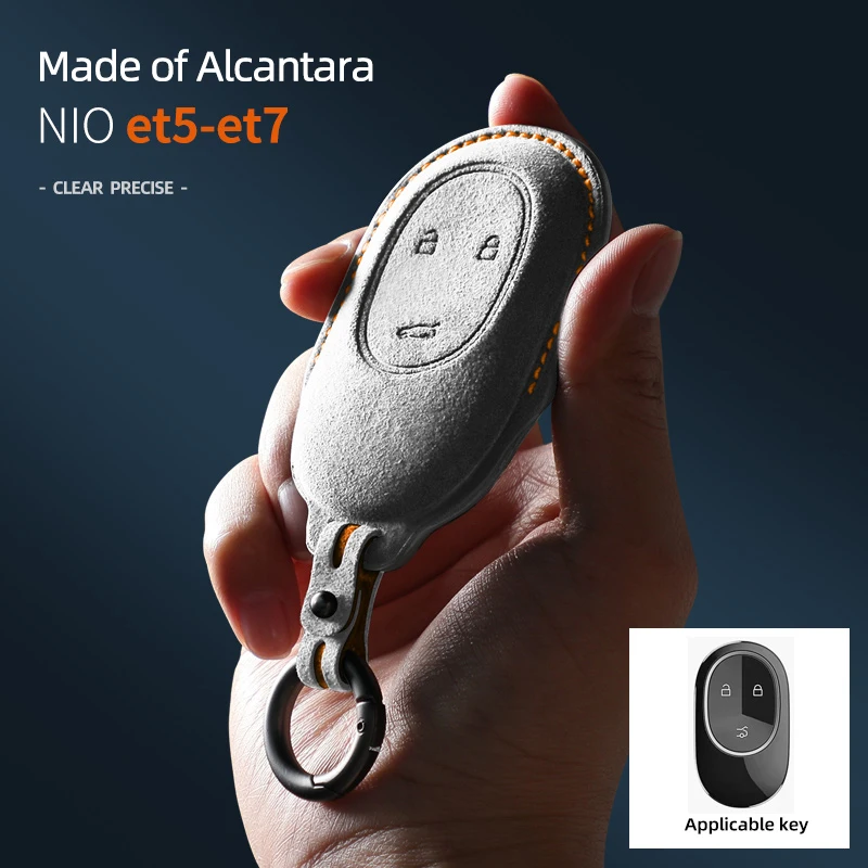 

Suede Leather Car Smart Key Fob Case For Wei Lai NIO ET5 ET7 ES7 EC7 2020 2022 ES6 2024 ES8 2023Keychain Car Styling Accessories