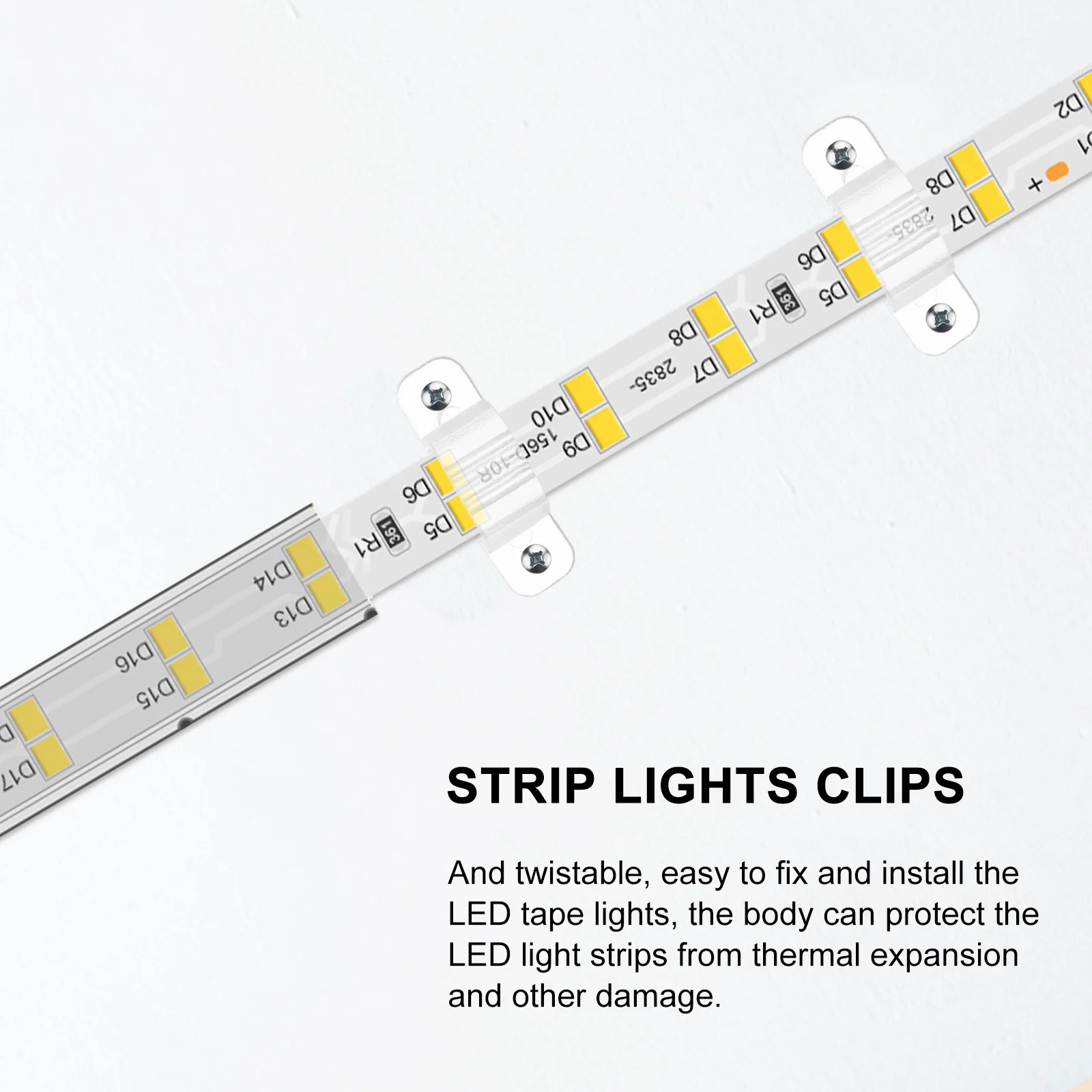 

100Pcs Transparent Led Strip Lights Clips Easy Fixing With Small Screws Included
