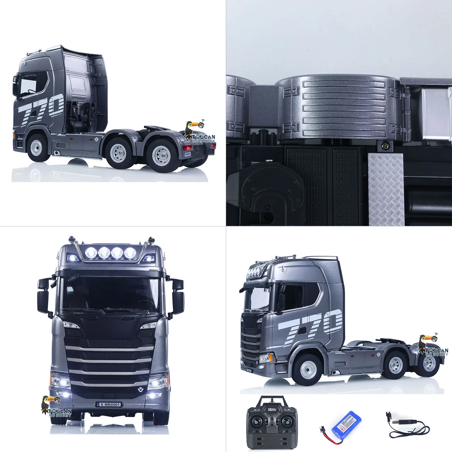 

HUINA 1501 1/18 770S Plastic RC Tractor Truck Finished Model RTR Radio 19CH Light Sound Effects Radio Control Lorry Cars Toys