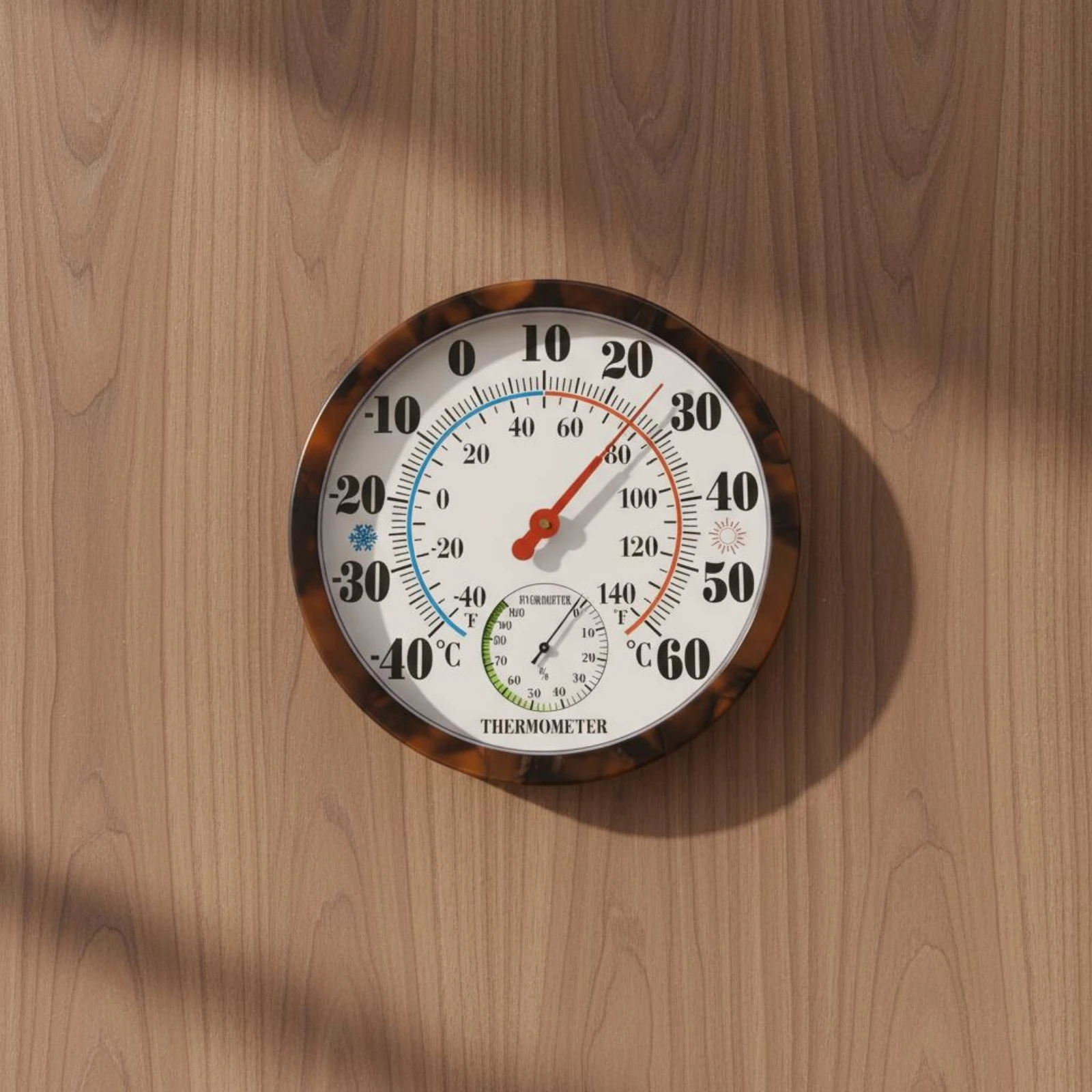 Thermometer Hygrometer Easy to Read Analog Wall Thermometer Hygrometer Round Face Temperature Humidity Meter Dual Scale