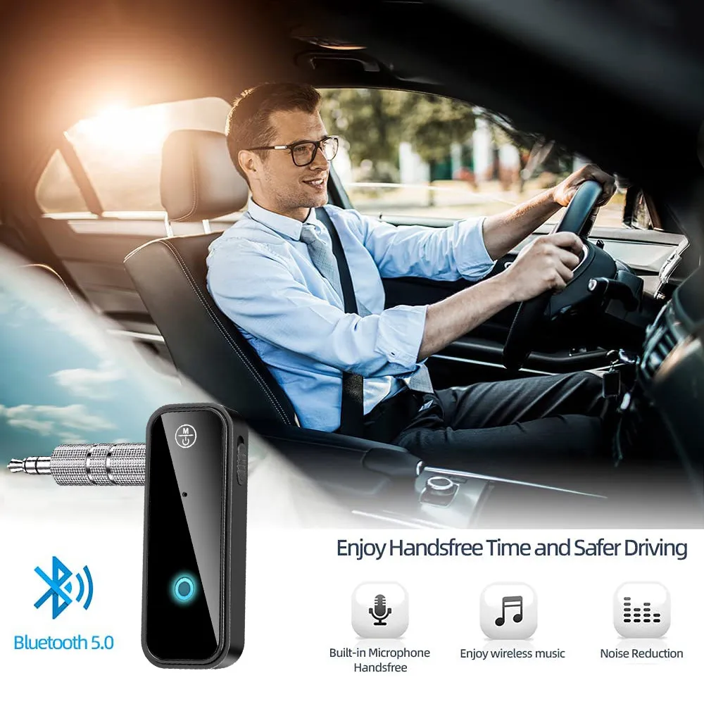 Bluetooth 5.0 Transmitter Receiver 2 in1 Wireless Adapter 3.5mm Audio Stereo AUX Adapter For Car Audio Music Handsfree Headset