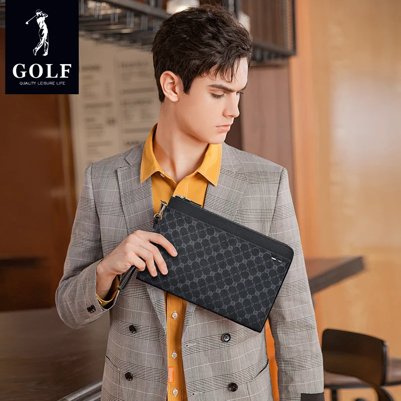 GOLF Men\'s Handbag New Fashion Business Handheld Envelope Bag Large Capacity Handheld Clip Bag Commuter Handheld Grab Bag