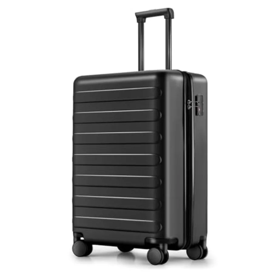 

20 Inch Carry On Luggage for Air Travel Hard Shell PC Suitcase with Smooth Spinner Wheels Lightweight TSA Approved Black Rhine