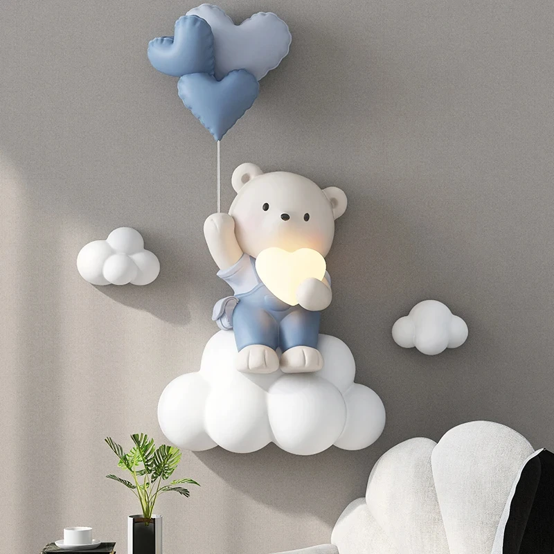 Nordic Style Home Decor Balloon Bear Statue Wall Hanging 3D Relief Wall Hanging Decor Children\'s Room Bedside Hanging Decoration