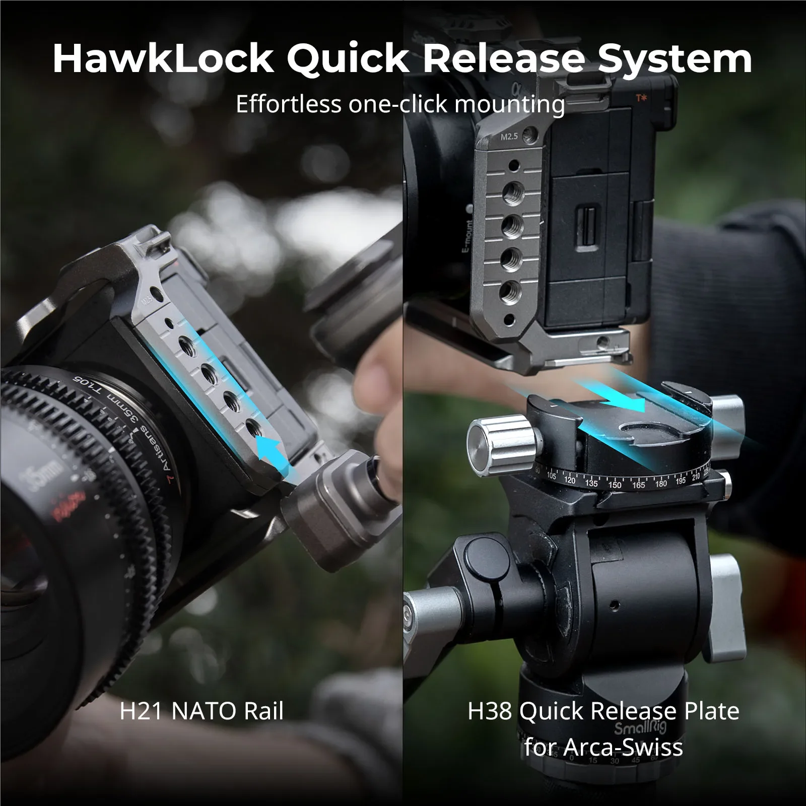SmallRig A6700 Cage HawkLock Quick Release Cage Kit for Sony Alpha 6700 W Silicone Grip & Cable Clamp & Plate for Arca 5060 - Image 3