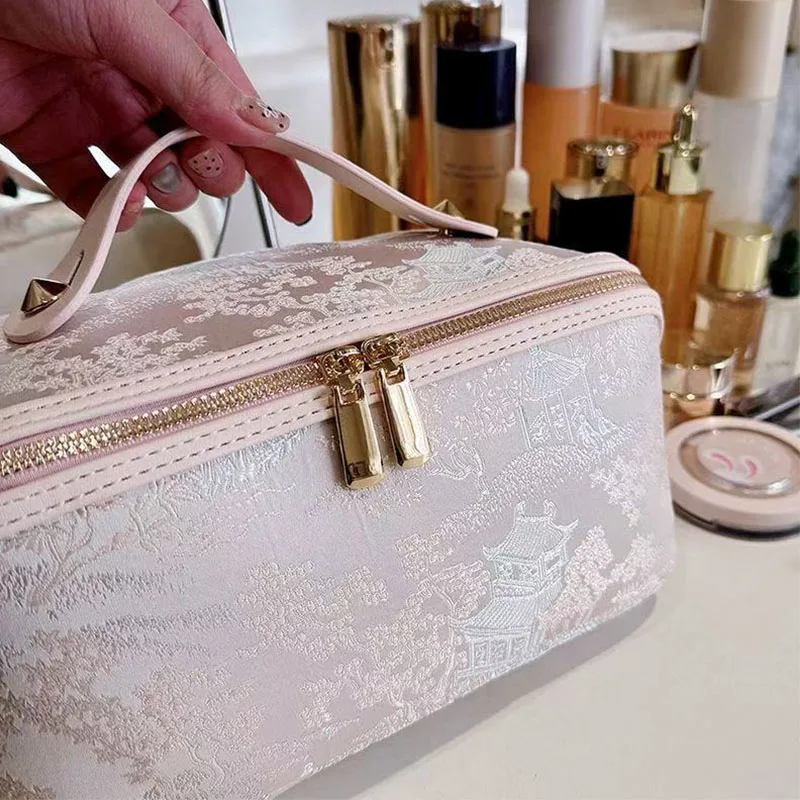 

Large Capacity Travel Makeup Bag for Women-Waterproof Cosmetic Organizer w/ Hanging Hook|TSA Approved Toiletry Case for Airports