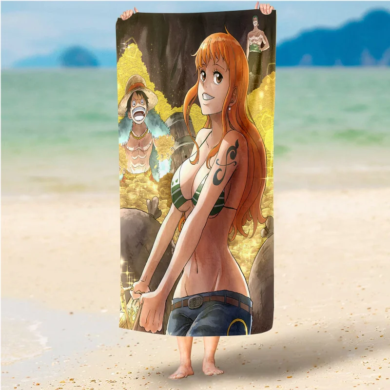 

In Stock Animation One Piece Sunny Ship Luffy Fitness Running Sweat Practical Beach Towel Swimming Bath Towel Anime Model