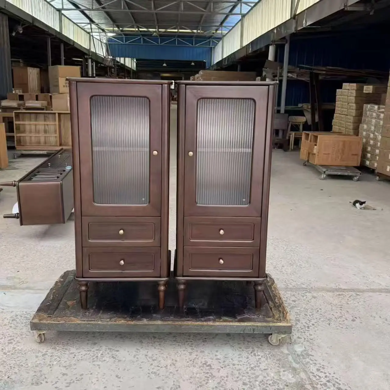 Factory direct sales full solid wood side cabinet living room American retro vertical cabinet household small apartment poplar s