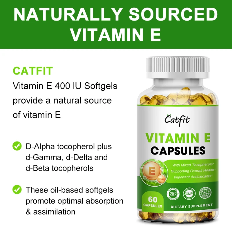 Catfit Compound Vitamin E Capsule Skin Care V-E Strengthen Immuny For Heart and Brain&Eye Health