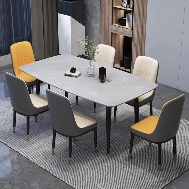 Modern Luxury Dinning Room Furniture Kitchen Table Marble Sintered Stone Dining Table And Chair Set Modern Dinner Table