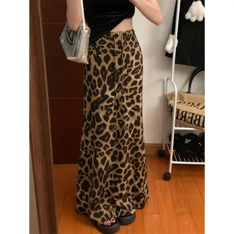 2026 Autumn New Women's Clothing Sexy Fashion Leopard Print Lace Skirt Bottom Long Skirt