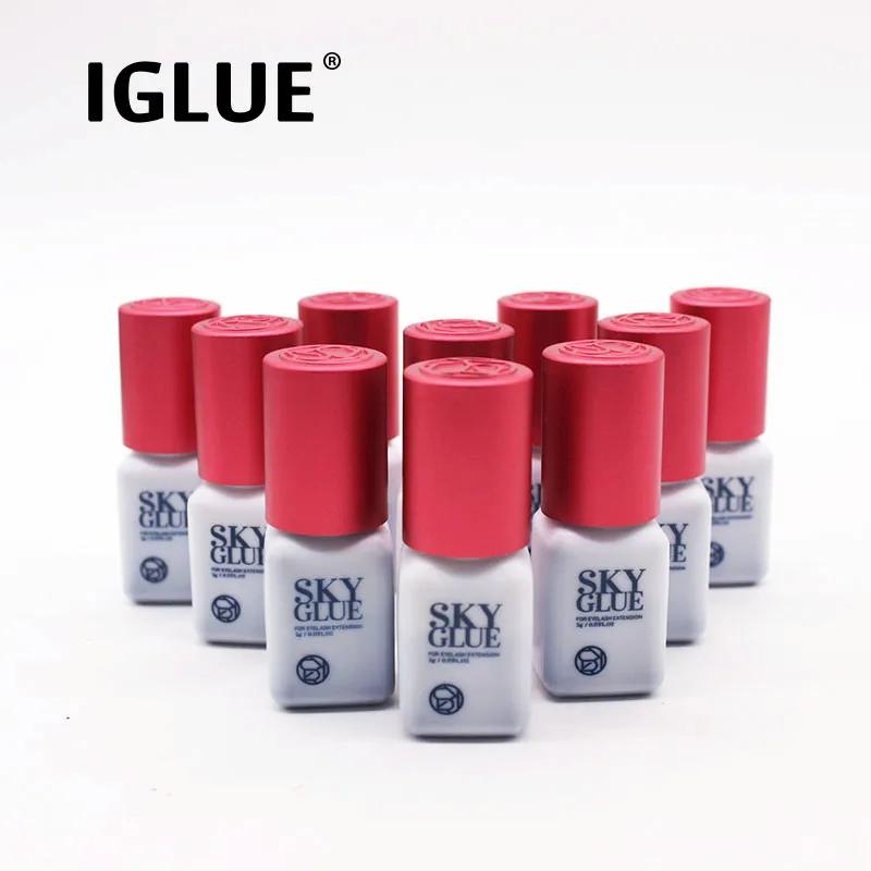 SKY S+ Glue 5g False Eyelash Extension Supplies 1s Fast Dry Black Korea Strongest Adhesive Red Cap with Original Bag Tool