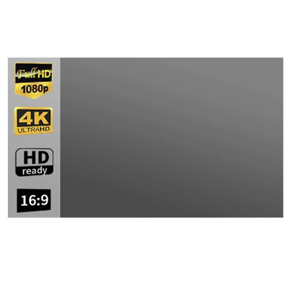 Metalen opvouwbaar anti-verblinding projectiescherm 16:9 4K 1080P, zonder boren, met magische tape bevestiging, anti-kreukel, voor thuisbioscoop.
