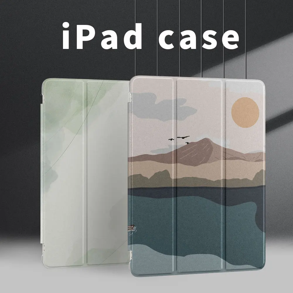 

iPad case simple pattern 2021iPad 9th generation with pen slot silicone soft shell Air 1st 2nd 3rd generation TPU leather case