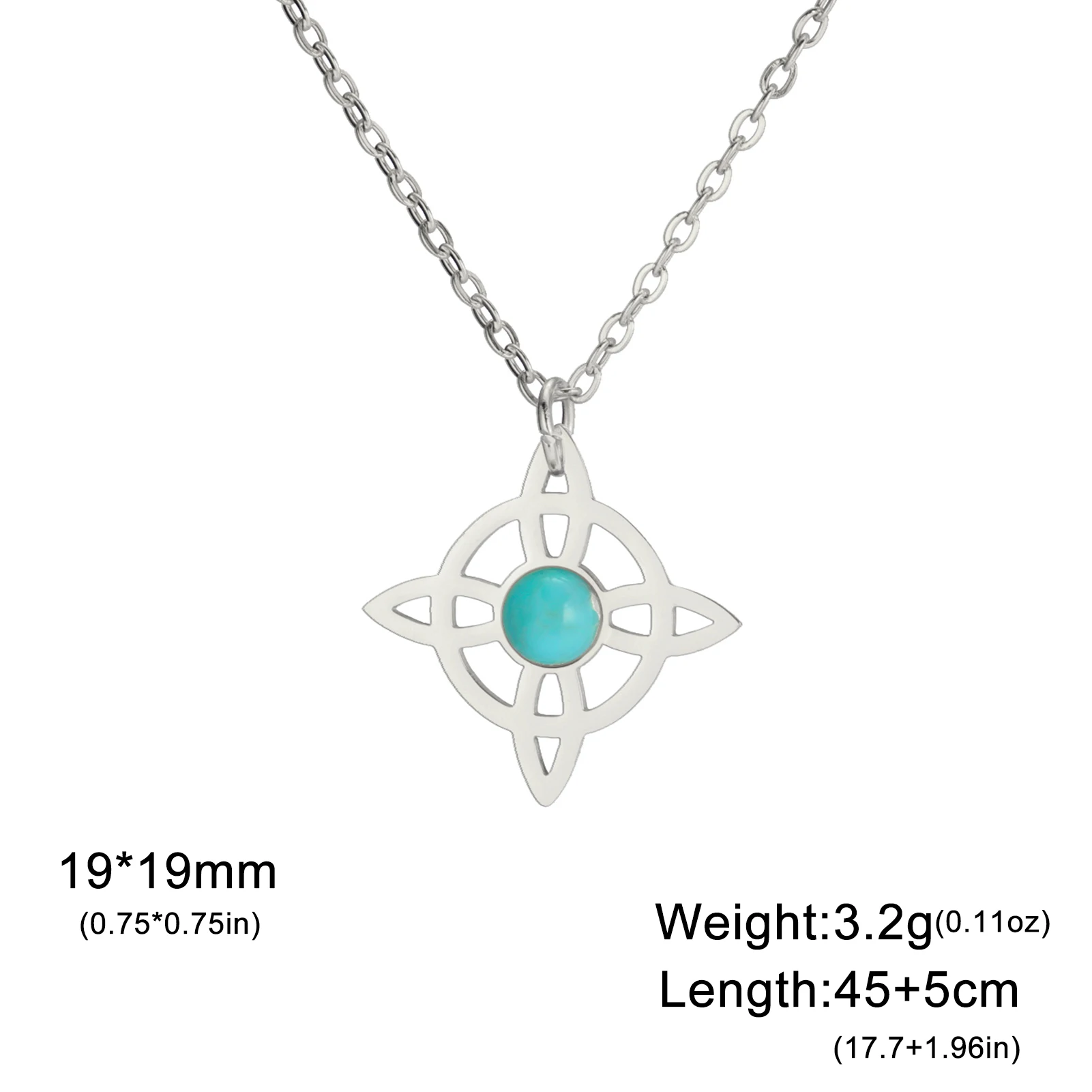 LIKGREAT Celtic Witches Knot Blue Stone Necklace for Women Girls Stainless Steel Crescent Moon Good Luck Amulet Pendant Jewelry image 6