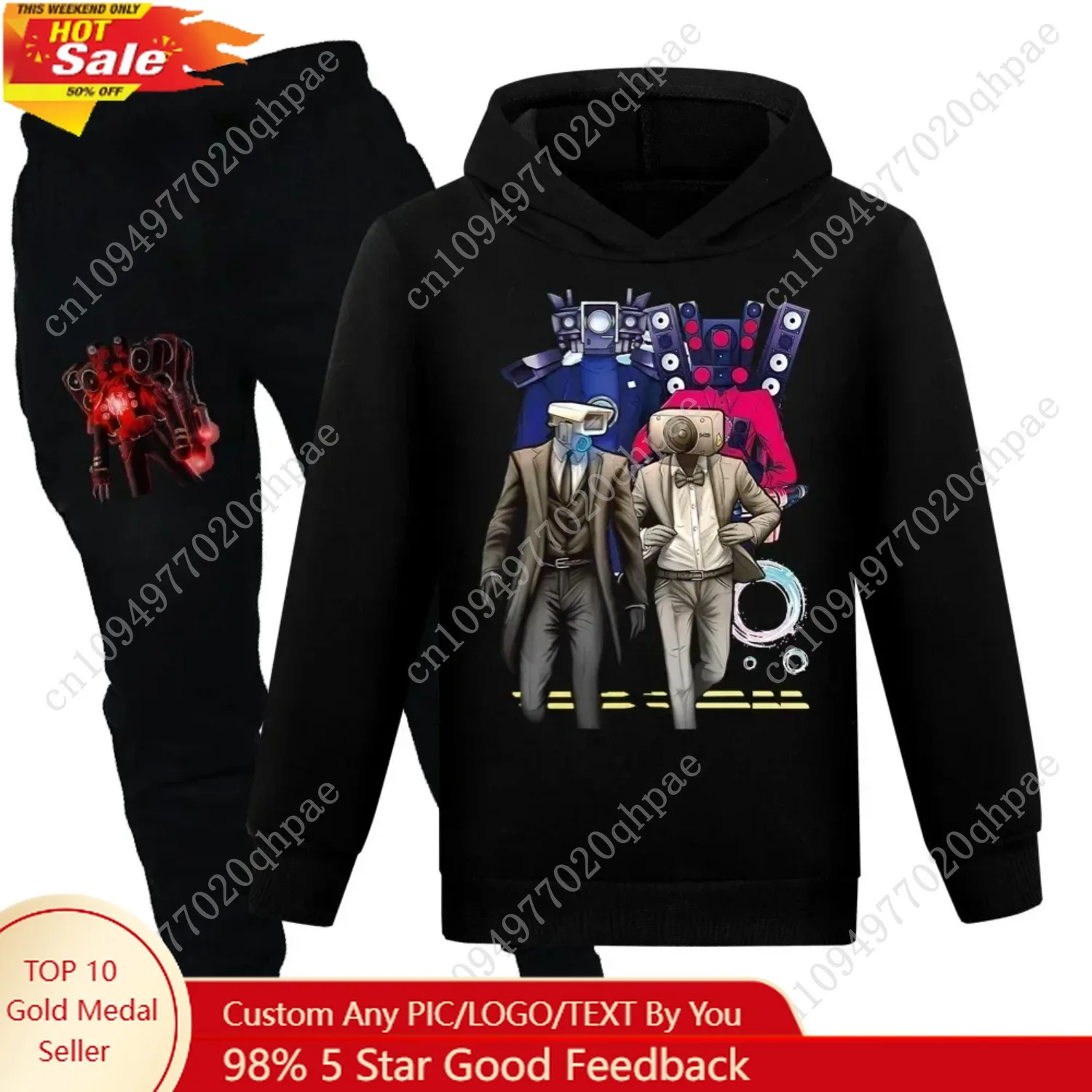 أطفال هودي + فستان أطفال مع سروال داخلي سكيبيدي المرحاض أنيمي بنين بنات طفل ملابس رياضية للأطفال بلوزات غير رسمية الرياضة طفل البدلة