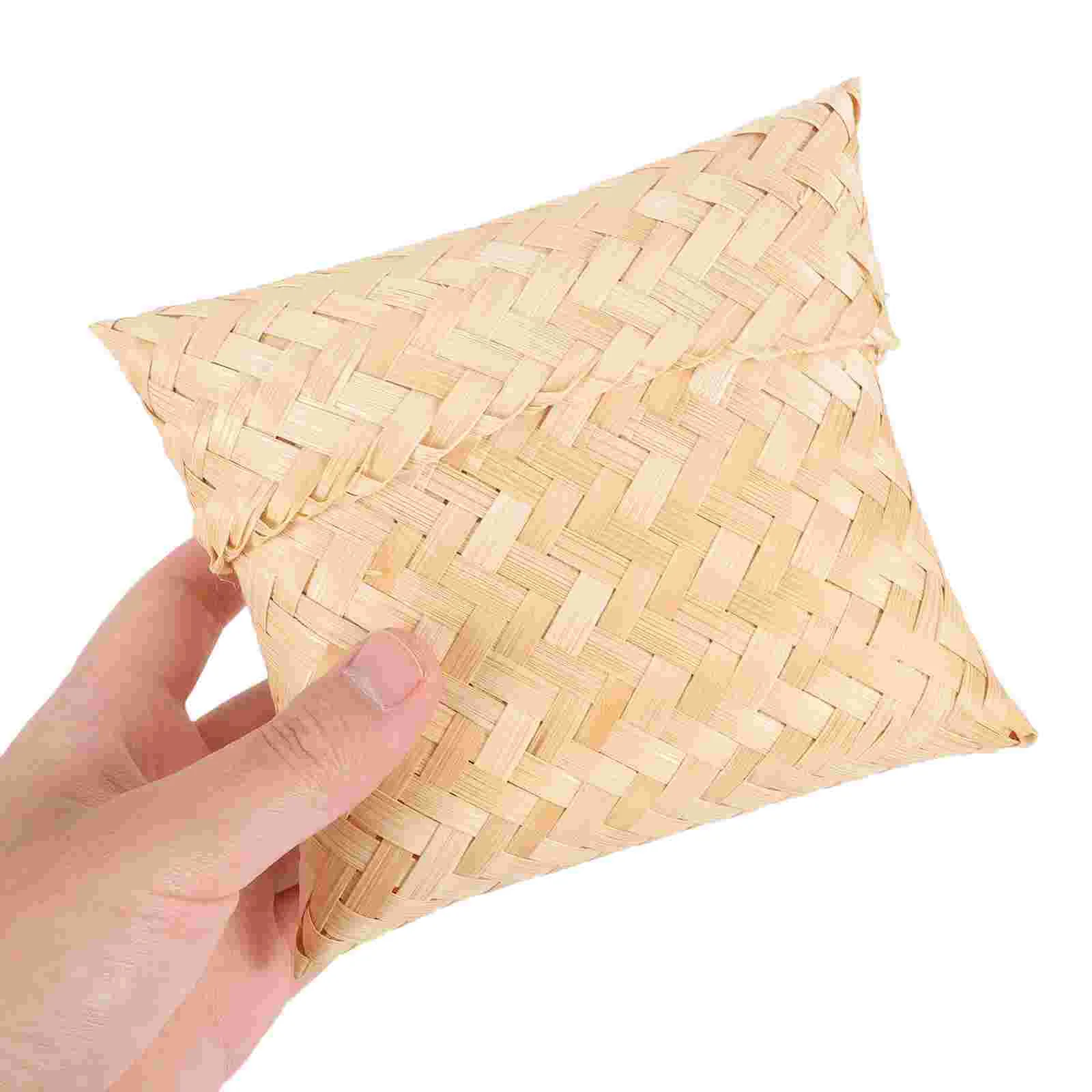 Seagrass Storage Bag Bamboo Tea Box Jewelry Boxes Woven Pouch with Lid Candy Hand Clothes