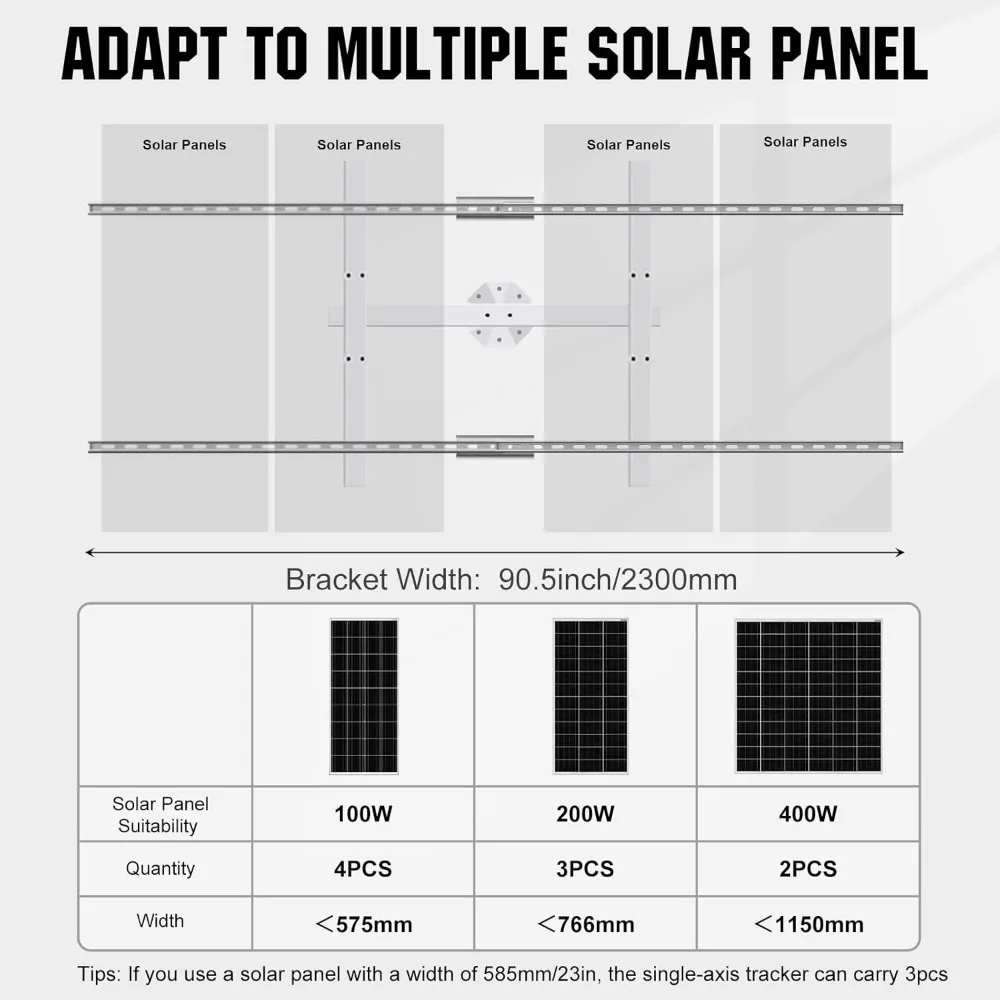 نظام تتبع أحادي المحور للألواح الشمسية من ECO-WORTHY (زيادة طاقة 30%) مع وحدة تحكم في المقتفي، وثبات عالي، وأضجو متعددة الزوايا #5