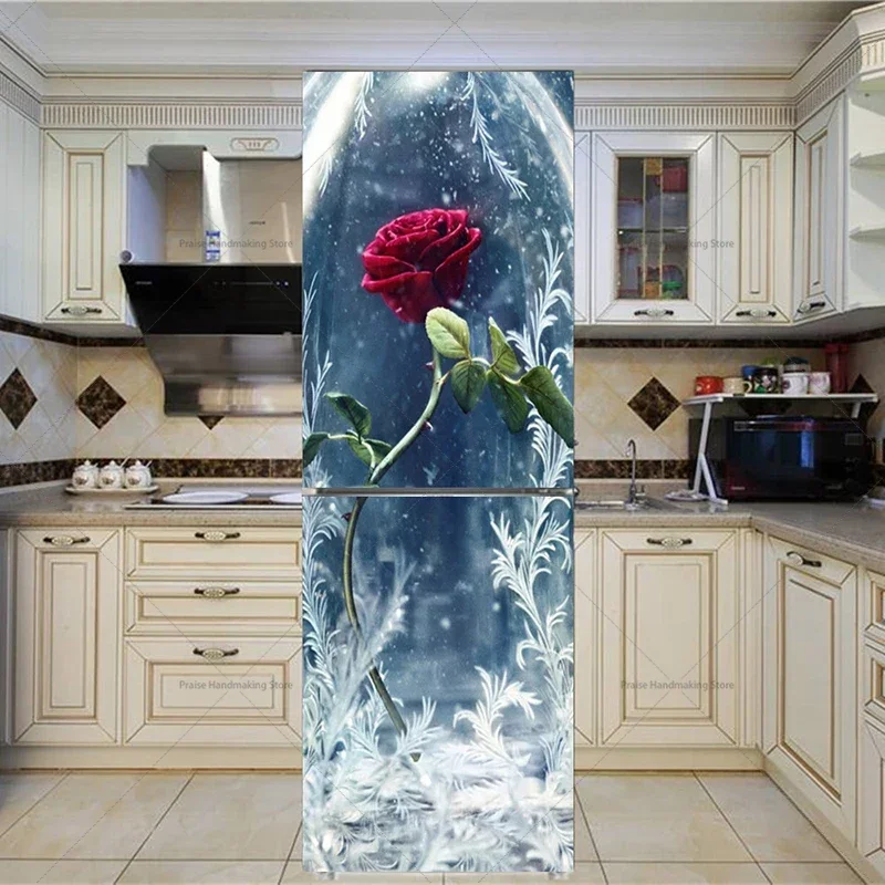 Refrigerator Door Sticker PVC Vinyl Waterproof Self-adhesive Mural Supports Customized Refrigerator Door Stickers