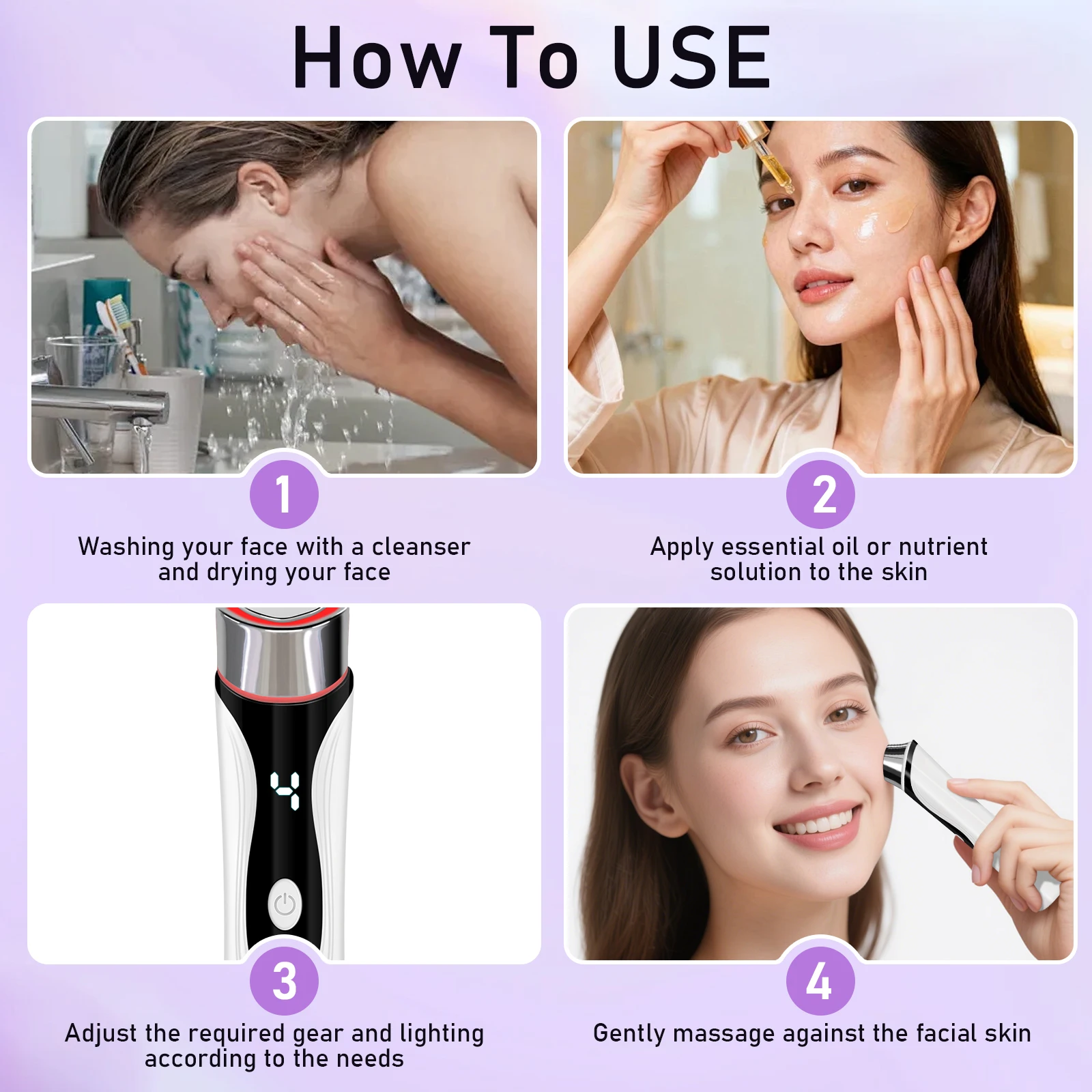 The Electric Facial Massager Can Vibrate and Lift The Facial Skin in 4 Adjustable Modes Women Beauty Instrument Skin Care Tool view 6