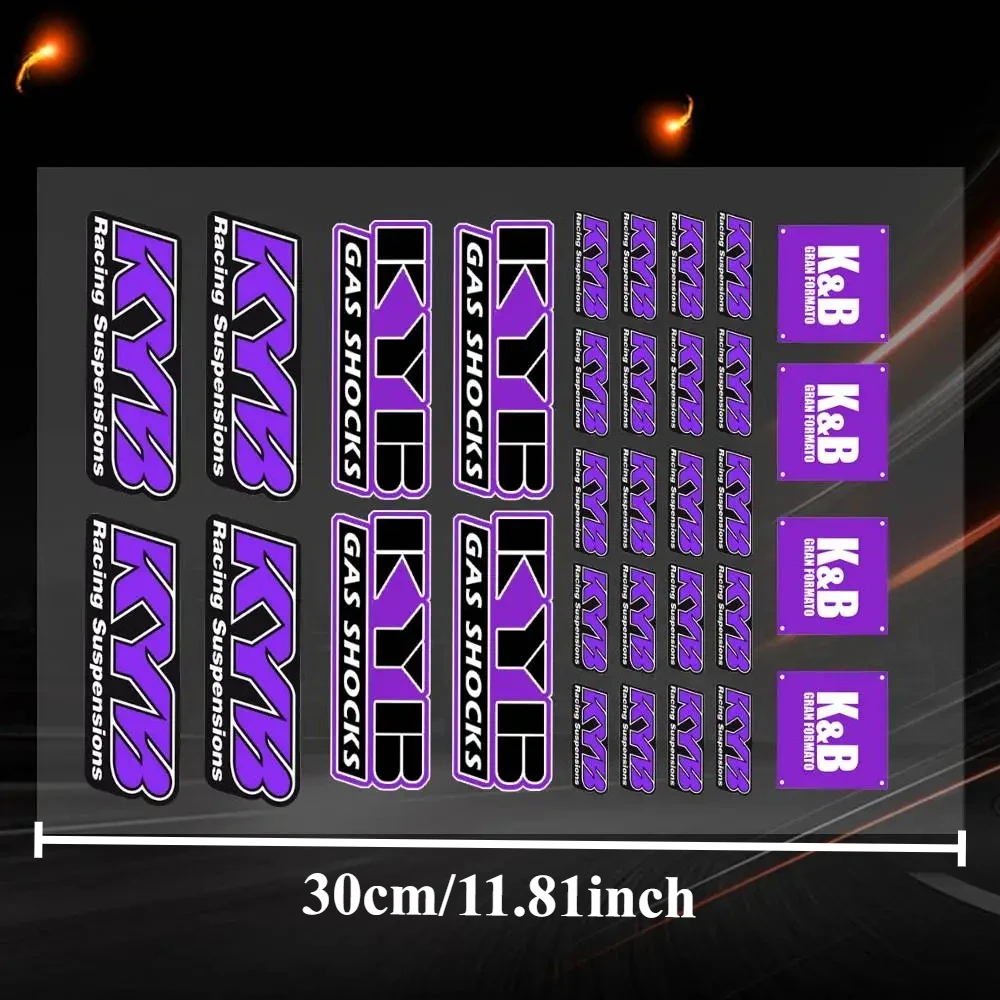 1set KYB Purple Racing Vinyl Stickers, Waterproof Decals for Motorcycle Body, Helmet & Car Decor
