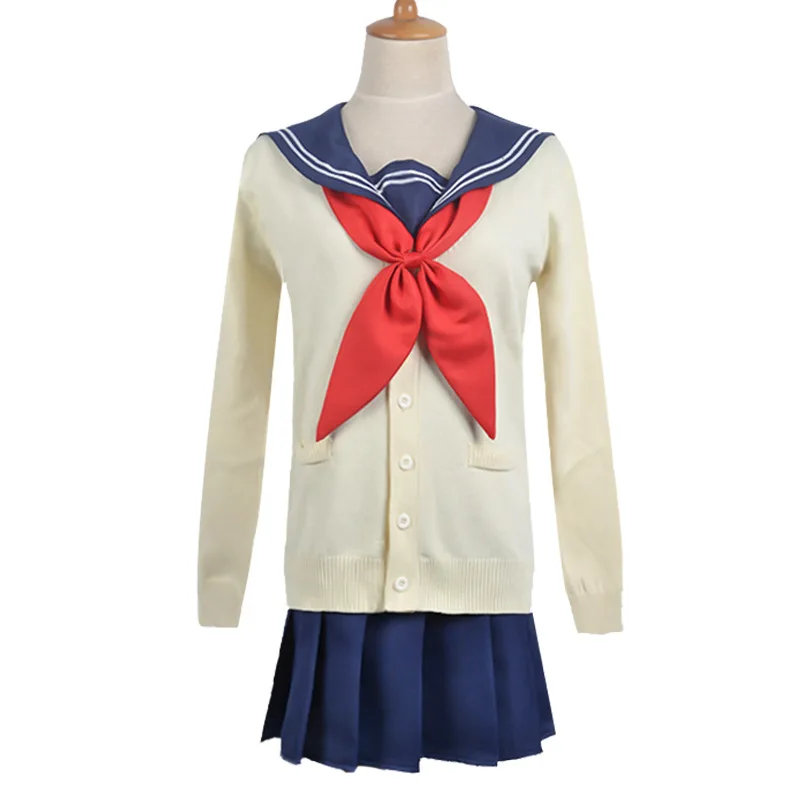 Anime My Hero Academia Himiko Toga Cosplay Costume JK Uniform Skirts Sweater Coat Wig High School Girls Dress Haiioween Party view 3