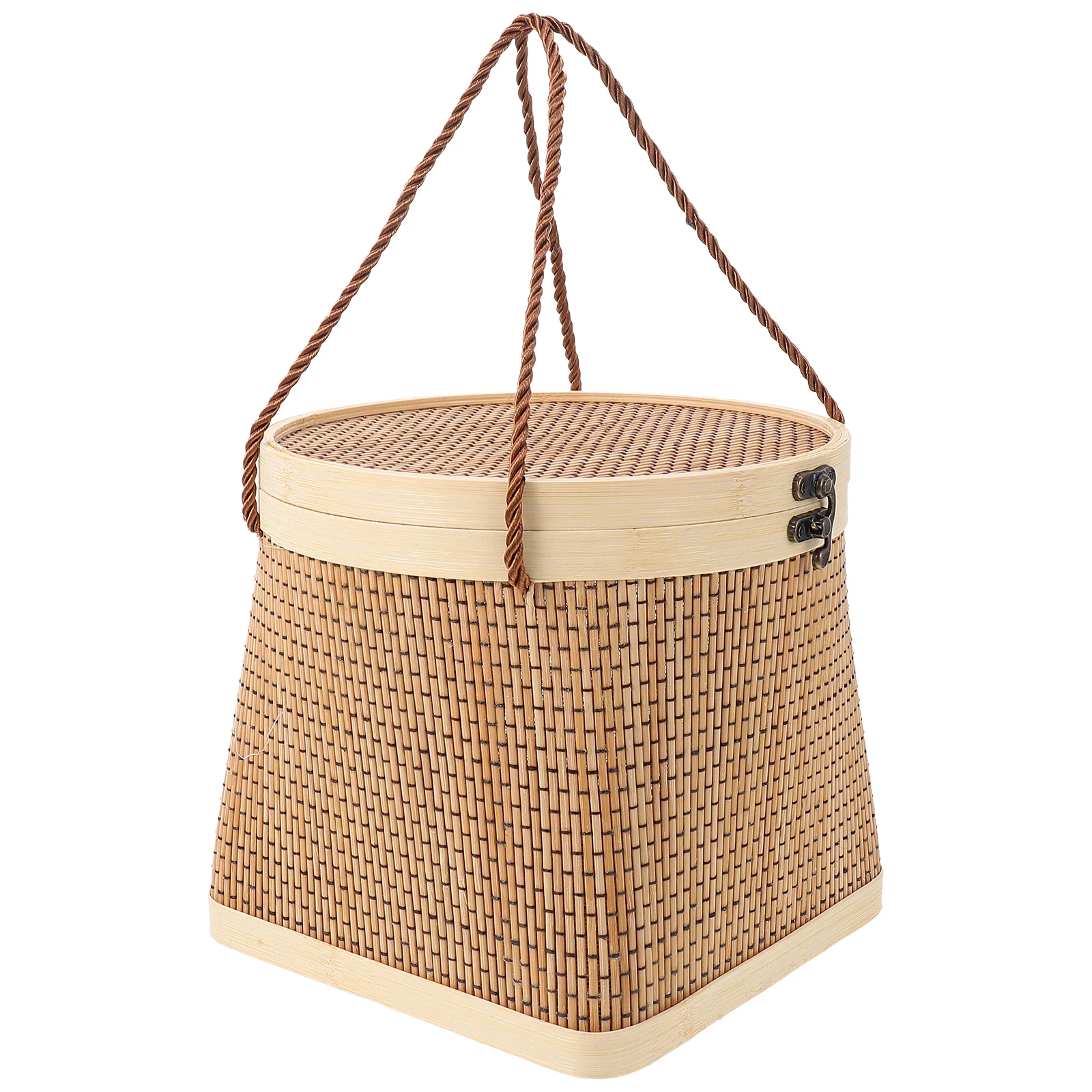 

H woven Bamboo Basket Storage Container Gift Packaging Fruits Moon Cakes Hairy Crabs Eggs Holder Container