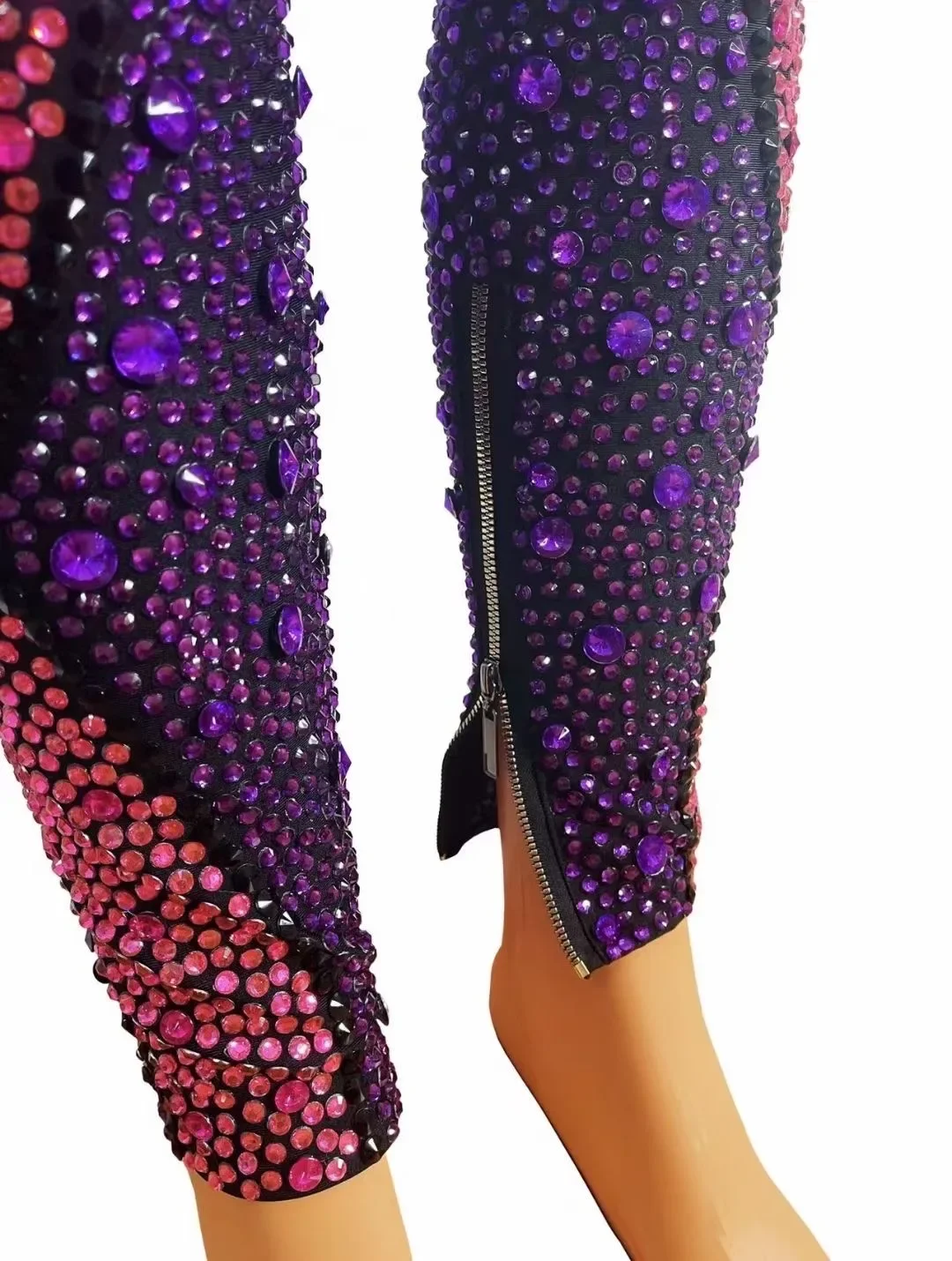 2025 mulheres brilhando colorido coração strass cristal luvas sexy macacões boate carnaval roupas palco trajes cantor