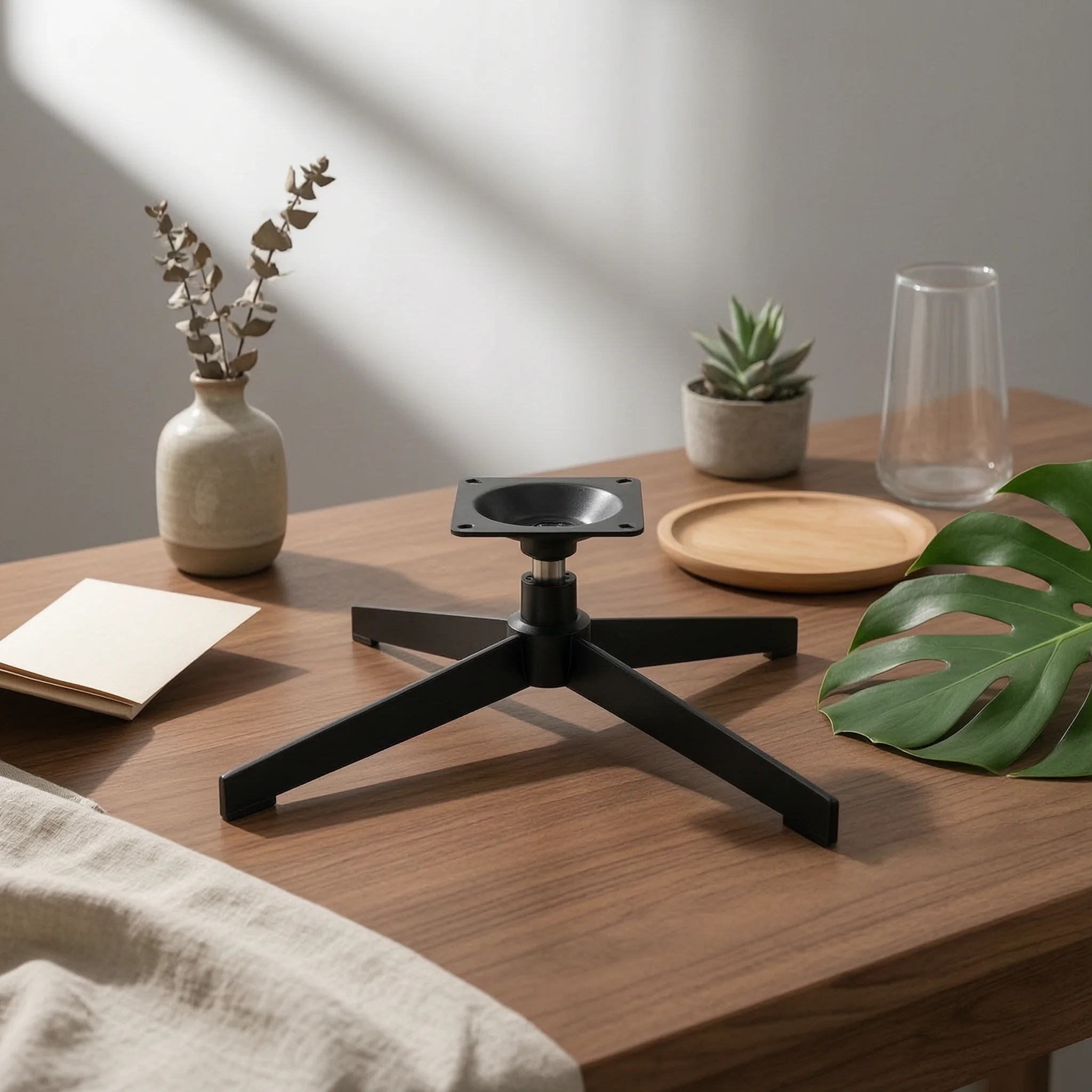 Fixed-Height Swivel Base Black Furniture Part