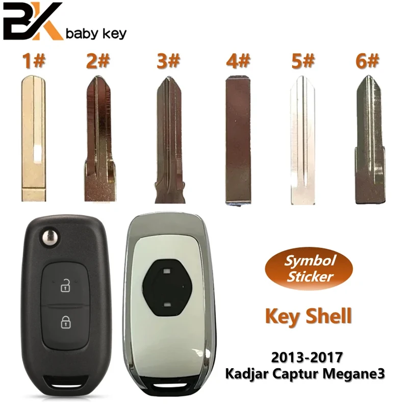 

BB Key Shell for Renault Megane III Dacia Duster Kadjar Captur Symbol 2 Buttons FCC ID:CWTWB1G767 Flip Folding Remote Car Key