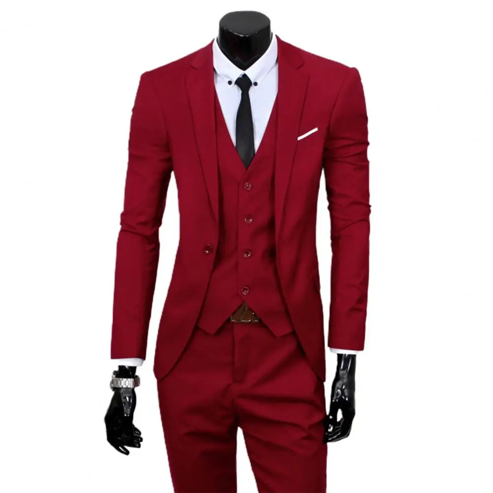 Wedding Suit Set Wear-resistant Pure Color Soft Fabric Single Button Suit Separates Suit Separates Single-breasted Vest