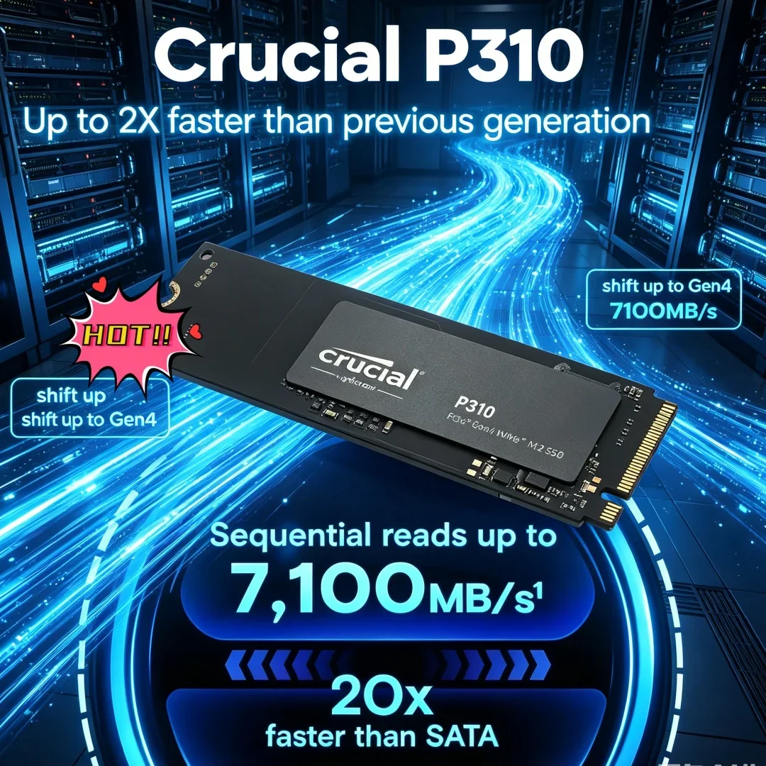 믿을 수 있는 성능 Crucial P310 2280 NVMe M.2 SSD 1TB 2TB PCIe Gen4 3D NAND PC 드라이브 OEM 패키지