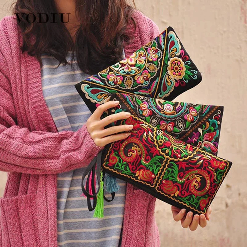 MOTAORA Embroidered Women Clutches Ethnic National Retro Flower Bags Designer Women's Clutch Bag 2024 New Summer Lady Coin Purse