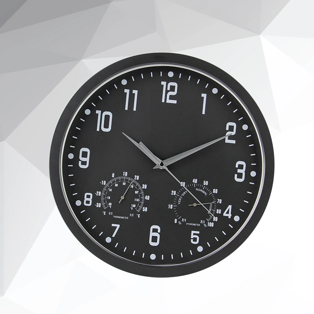 

14 Inch Wall Clock Multifunctional Home with Temperature and Humidity Meter Household Mute Sweep