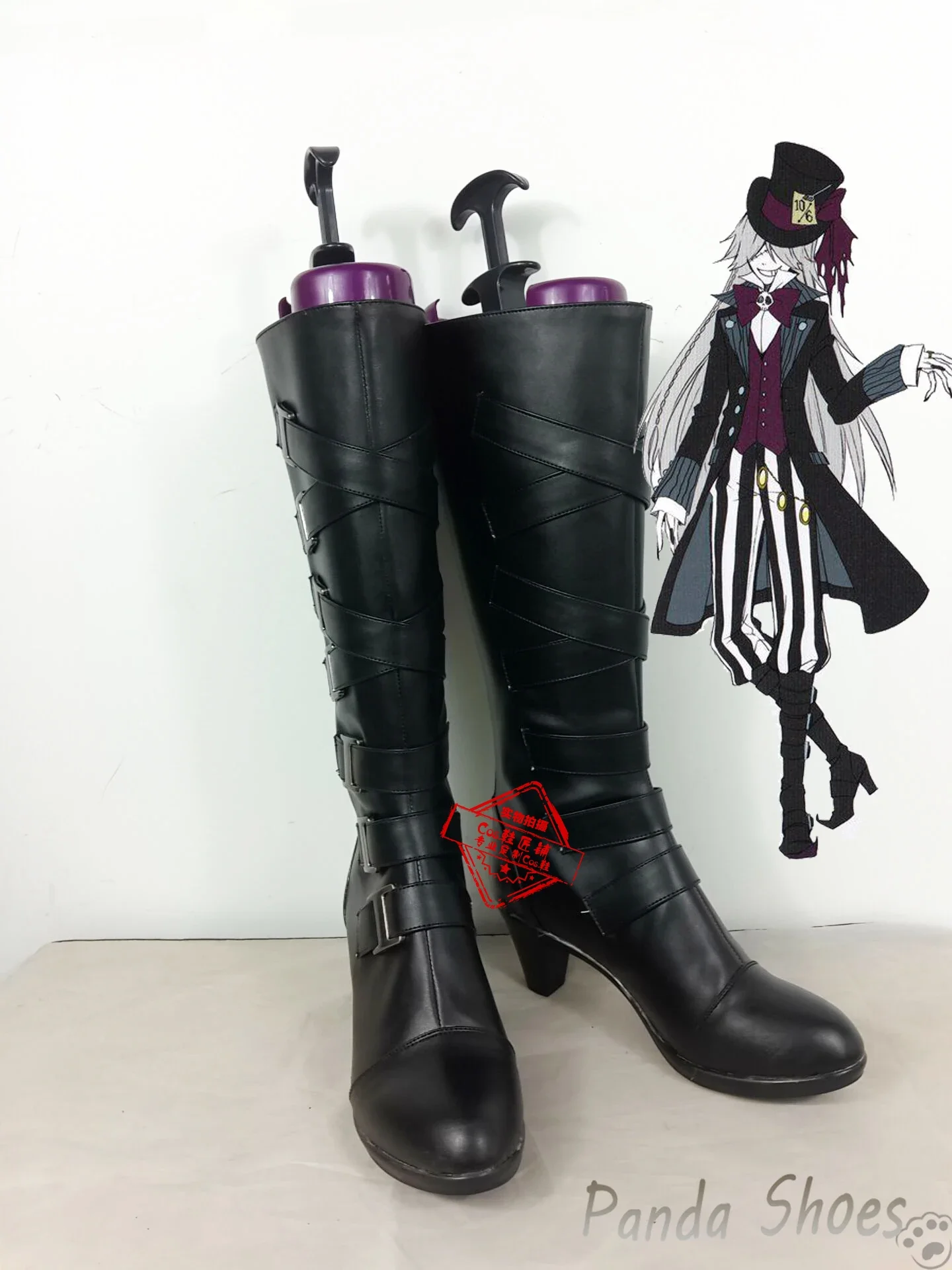

Черный дворецкий Andateika, обувь для косплея, кожаные черные высокие сапоги в стиле аниме, костюм для косплея Andateika, обувь для вечеринки на Хэллоуин